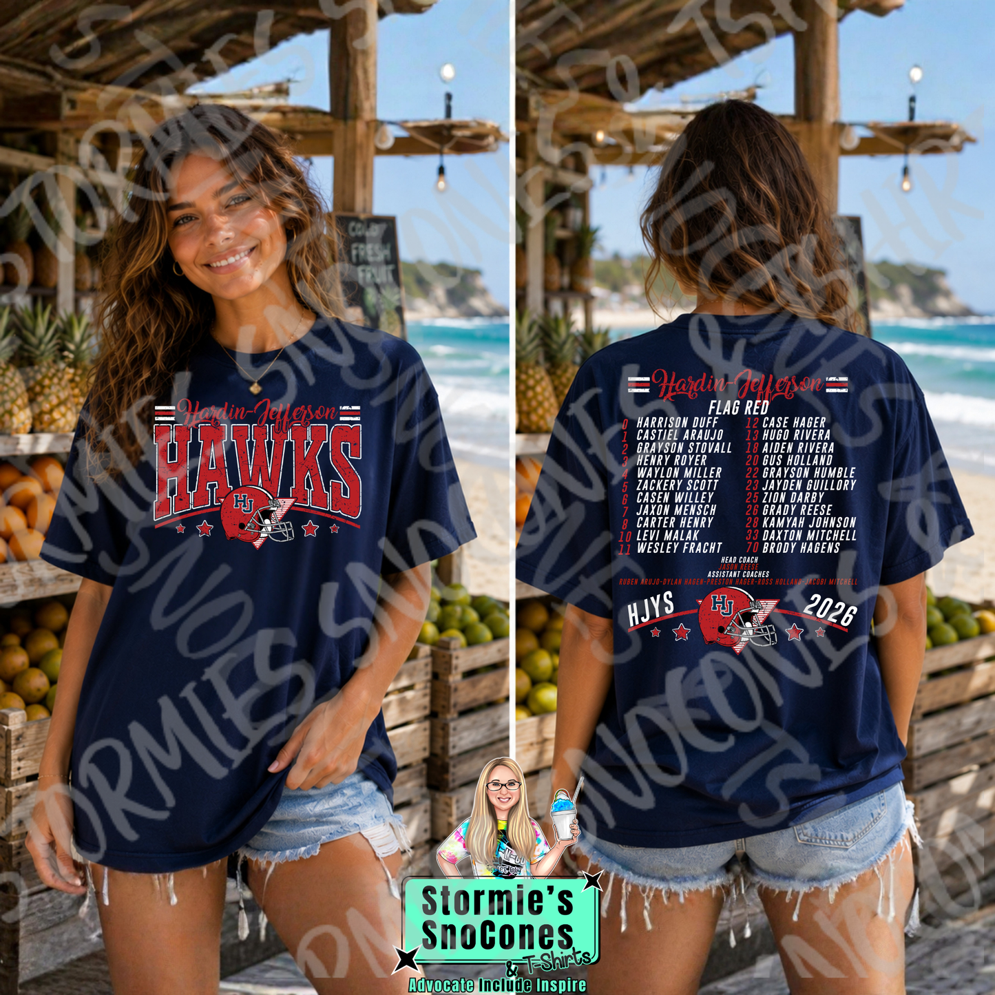 Hardin Jefferson Hawks HJYS Football 2026 Shirt - FLAG RED FOOTBALL