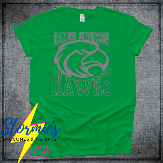 4th Grade - HJ Hawks Head - China Elementary- Sour Lake Elementary Color Wars/Field Day 2024 Shirt Green