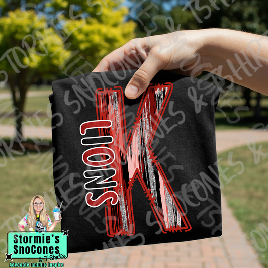 Kountze Lions Brushstroke Doodle Black Gildan Comfort Colors Bella Canvas Shirt