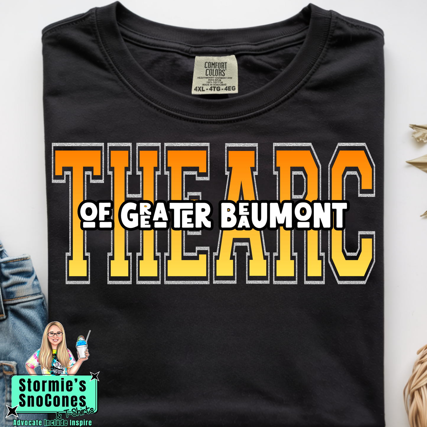 The Arc of Greater Beaumont Letter split retro stack Black Gildan Comfort Colors Bella Canvas Shirt