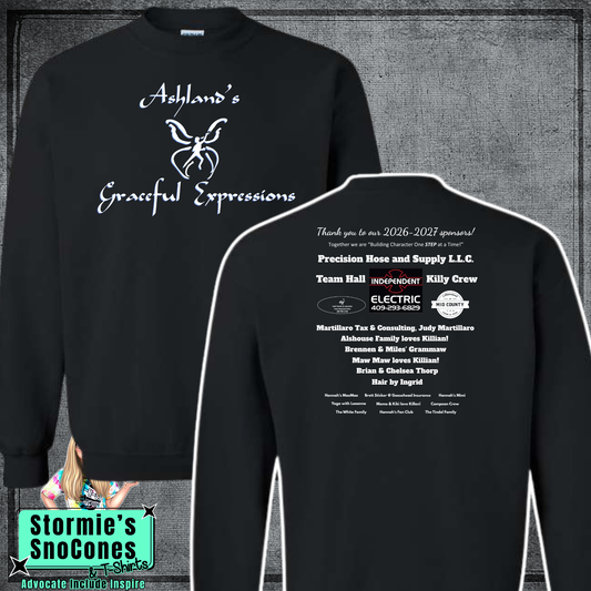 Ashland's Graceful Expressions 2026-27 Sponsors Black Gildan Softstyle Sweatshirt