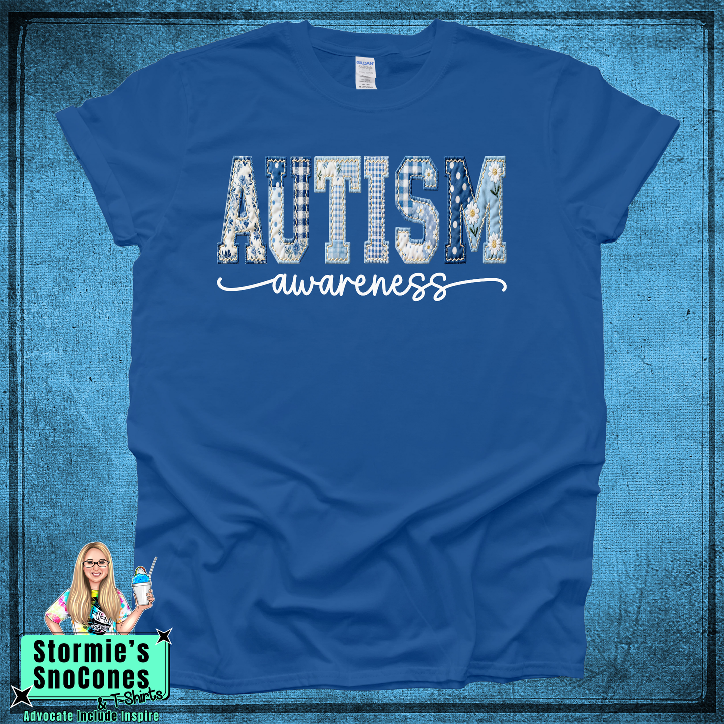 Autism Awareness Faux Applique Patchwork Gildan Comfort Colors Bella Canvas Shirt