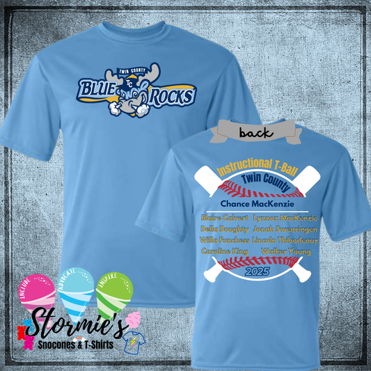 Blue Rocks Tball Twin County 2025 Columbia Blue Dry Fit Shirt