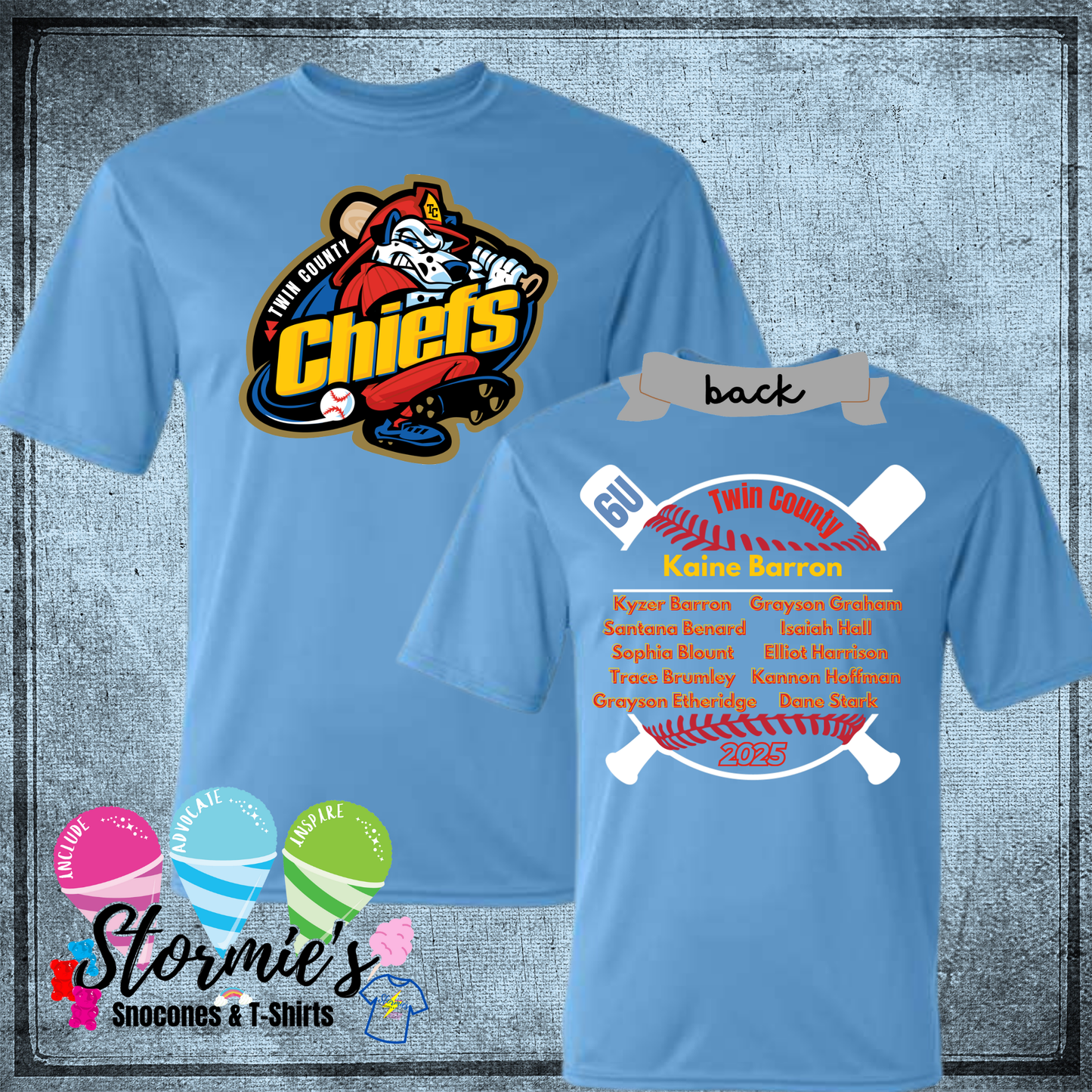 Chiefs 6U Twin County 2025 Columbia Blue Dry Fit Shirt