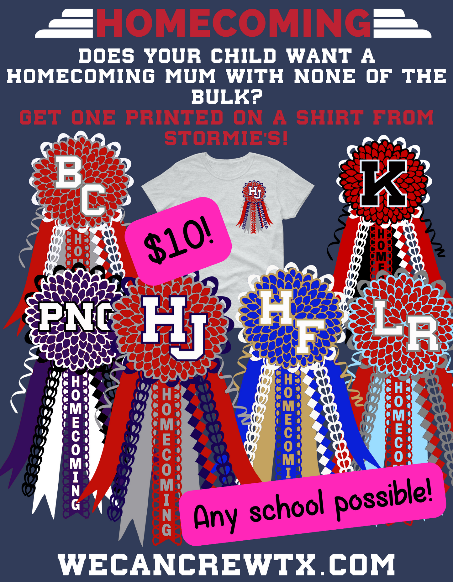 Homecoming Mum Shirts ANY SCHOOL