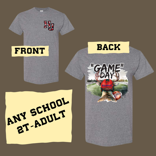 ANY SCHOOL Game Day Sport Gray Shirt