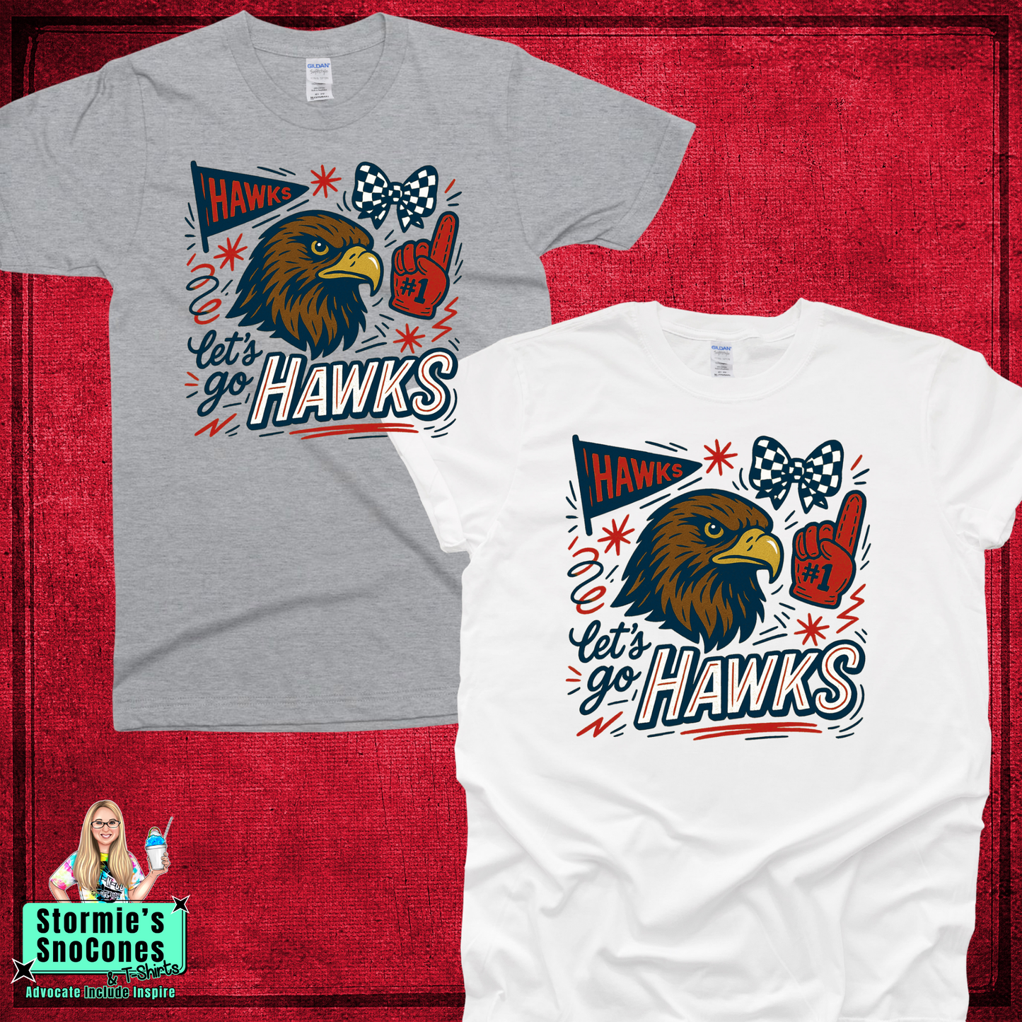 Hawks HJ Mascot Let's Go Collage Tshirt