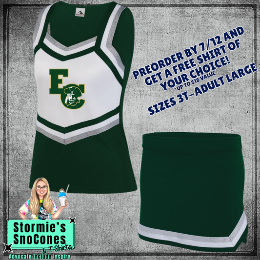 East Chambers Buccaneers Custom Dark Green White Cheer Outfit 2026 Preorder