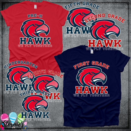 Back To School Hawk Pre-K Kindergarten First Second Third Fourth Fifth TShirt