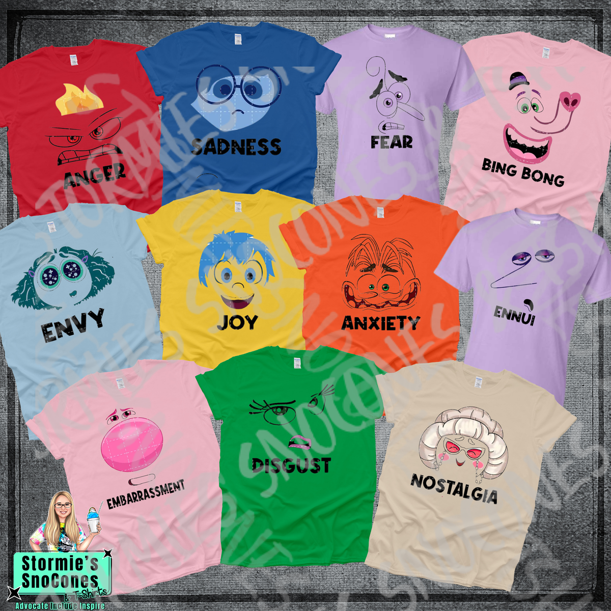 Emotions Group Costume Inside Out Gildan Comfort Colors Tultex Shirt