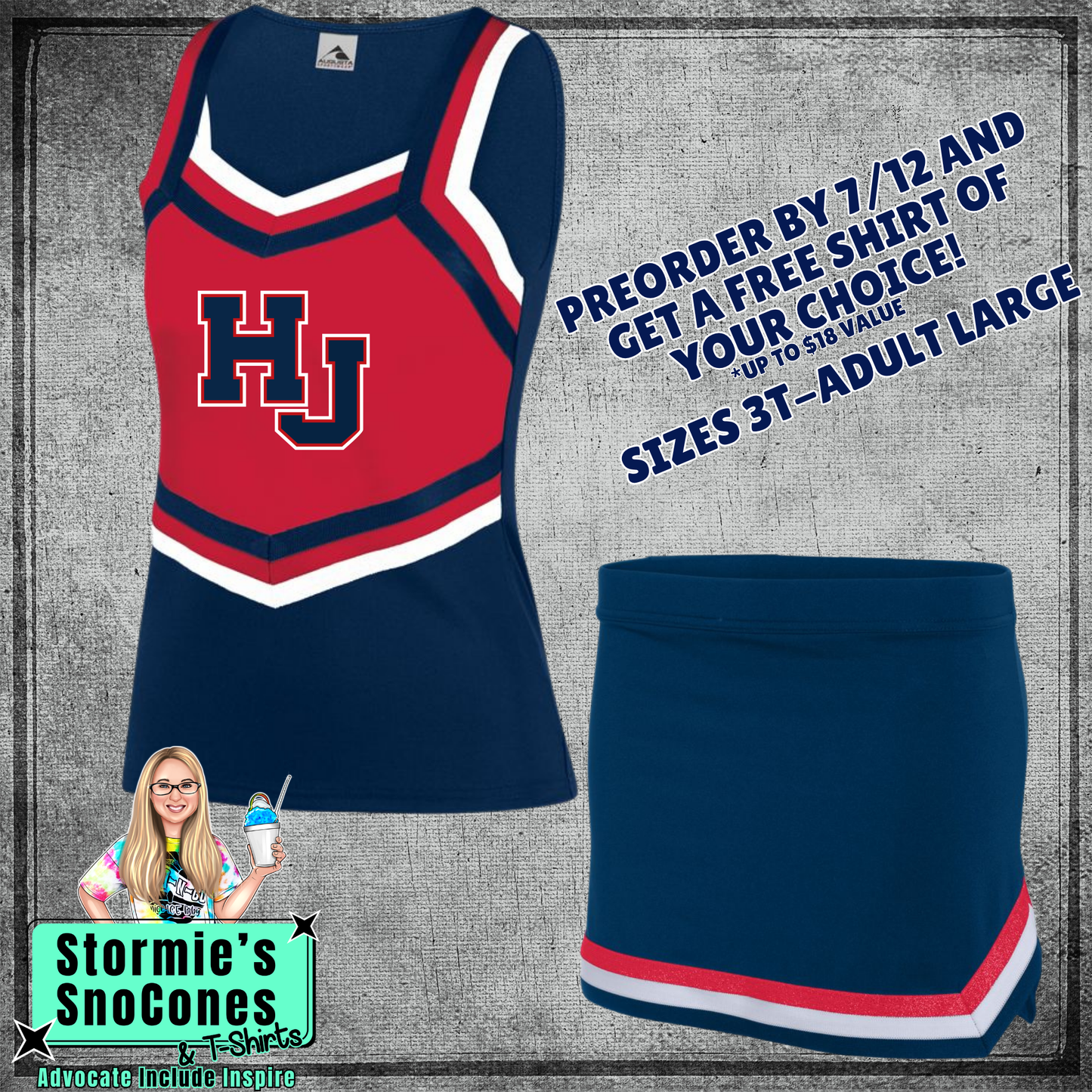 Hardin Jefferson Hawks Custom Navy Red Cheer Outfit 2026 Preorder