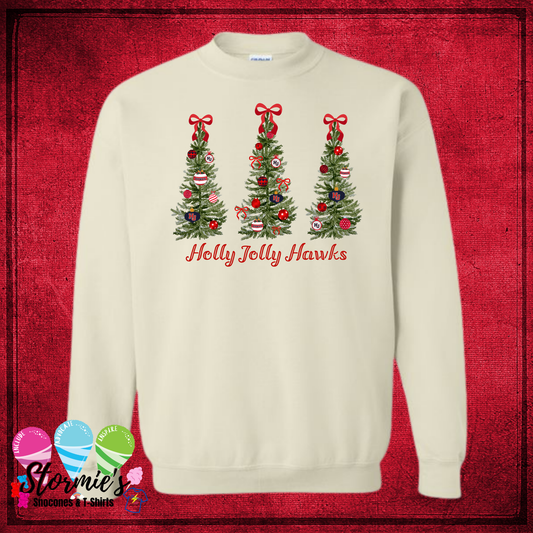 Holly Jolly Hawks Trees  - Red Shirt & Sweatshirt & Hoodie & Long Sleeve Shirt