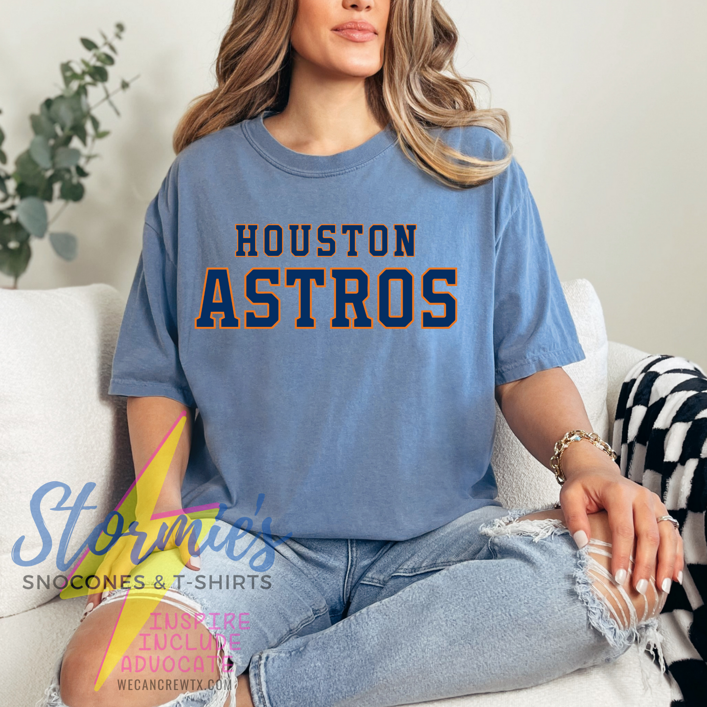 Houston Astros Varsity Blue Jean Comfort Colors Shirt