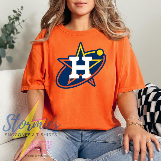 H Astros Logo Burnt Orange Comfort Colors Shirt