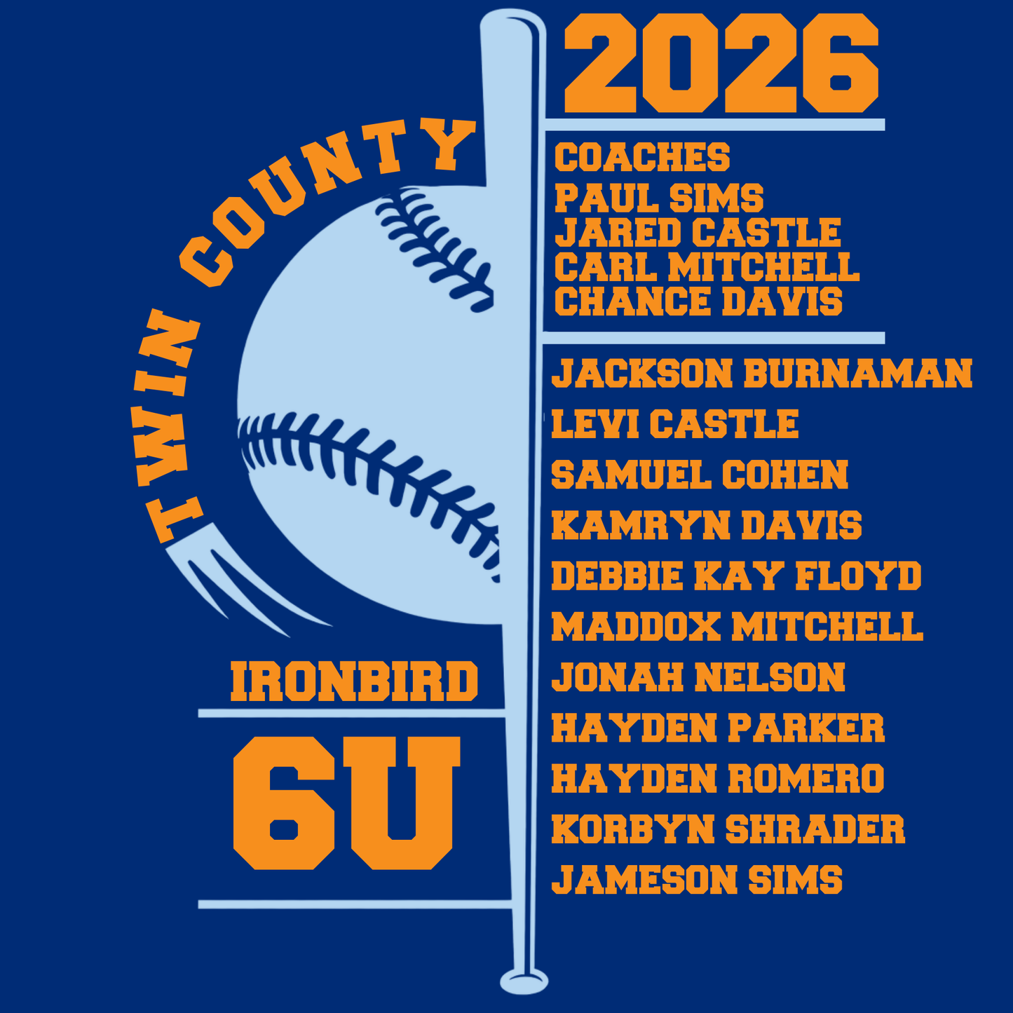 Ironbirds 6U Twin County 2026 Royal Blue Dry Fit Shirt