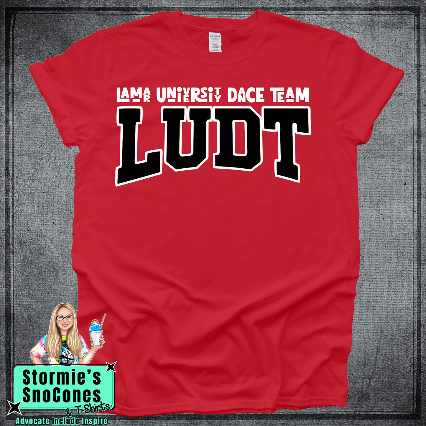 LUDT Lamar University Dance Team Retro Stacked Red Gildan Comfort Colors Dryfit Shirt