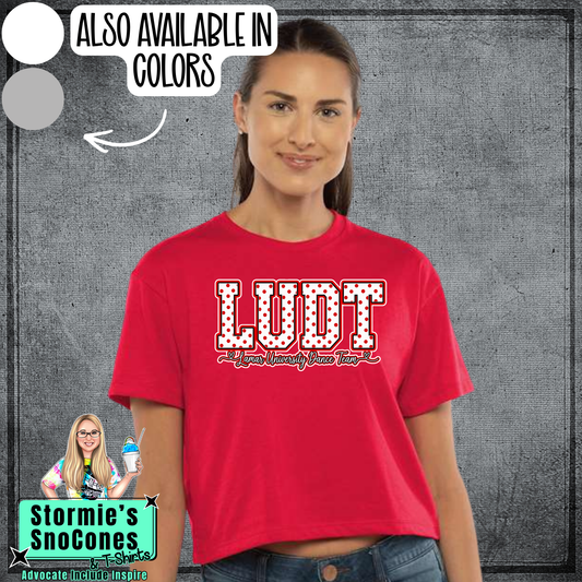 LUDT Lamar University Dance Team Polka Dots Next Level Ideal Crop Top