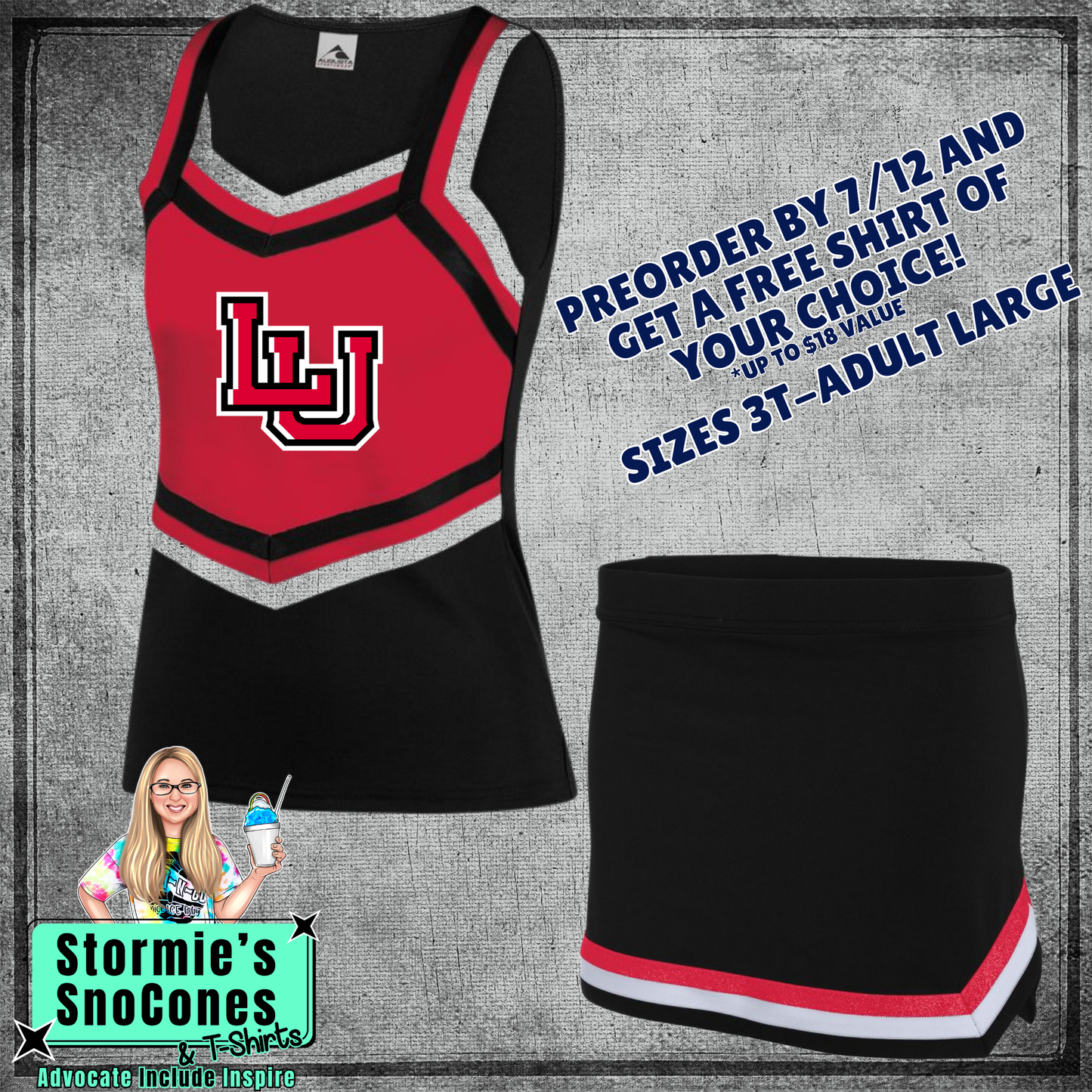 Lamar University Cardinals Custom Black Red Cheer Outfit 2026 Preorder