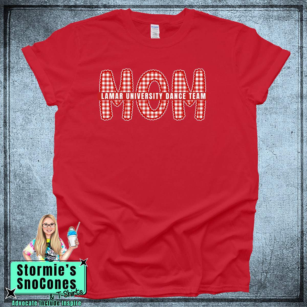 LUDT MOM Red White Gingham Red Tshirt