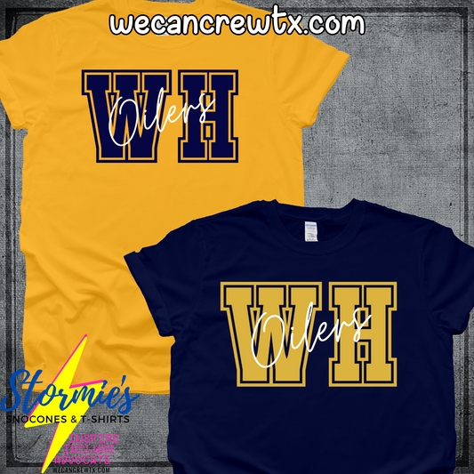 West Hardin Oilers WH Initials Cursive Shirt