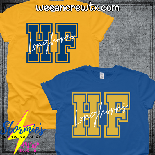 Hamshire Fannett Longhorns Initials Cursive Shirt