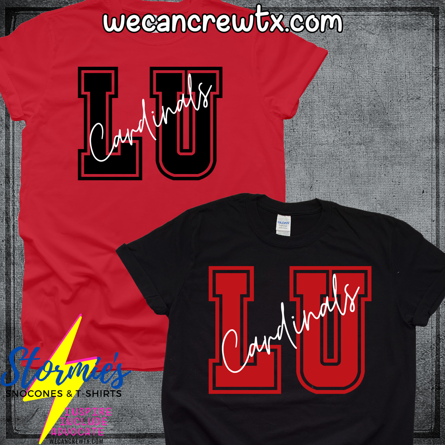 Lamar University Cardinals Initials Cursive Shirt