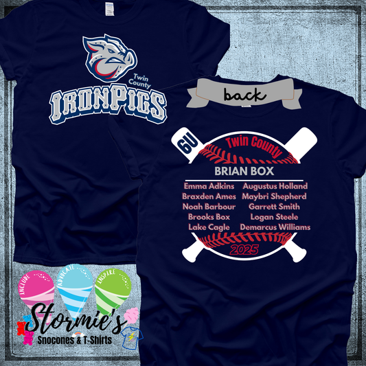 Iron Pigs 6u Twin County 2025 Navy Shirt