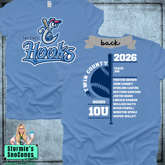 Hooks 10U Twin County 2026 Columbia Blue Shirt