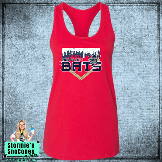 Bats Baseball Drip Bella Racer Back Red Tank Top