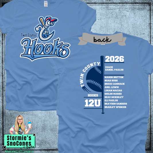 Hooks 12U Twin County 2026 Columbia Blue Shirt