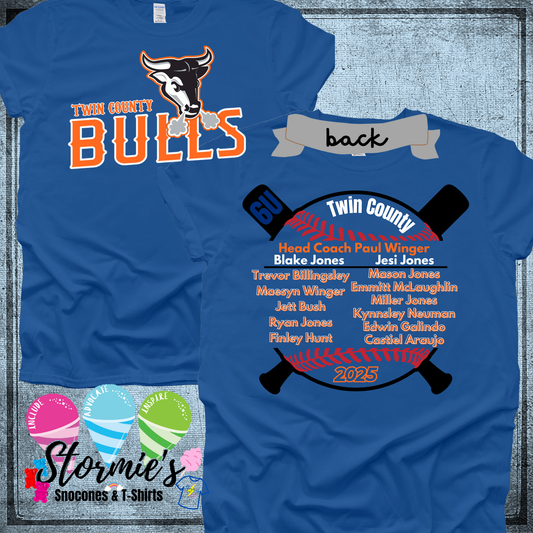 Bulls 6U Twin County 2025 Royal Blue Shirt