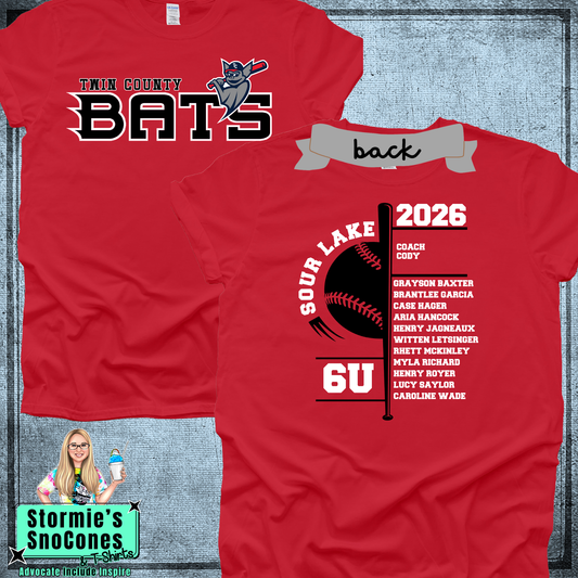Bats 6U Twin County 2026 Red Shirt