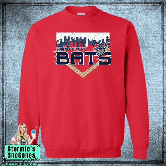 Bats Baseball Drip - Red Sweatshirt & Hoodie & Long Sleeve Shirt