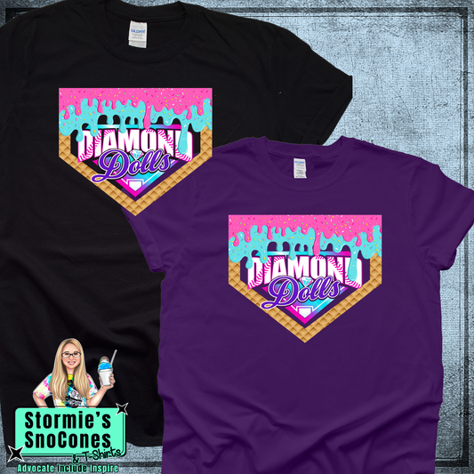 Diamond Dolls Baseball Drip Black Dryblend or Dryfit Shirt