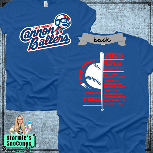 Cannon Ballers Instructional T-Ball 2026 Royal Blue Shirt