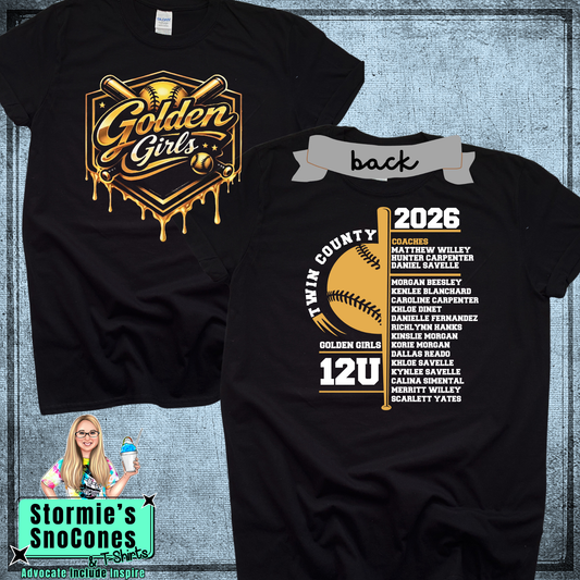 Golden Girls 12U Twin County 2026 Black Shirt