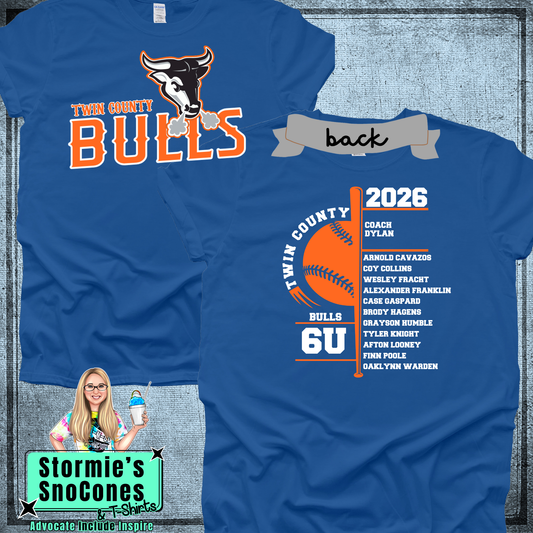 Bulls 6U Twin County 2026 Royal Blue Shirt