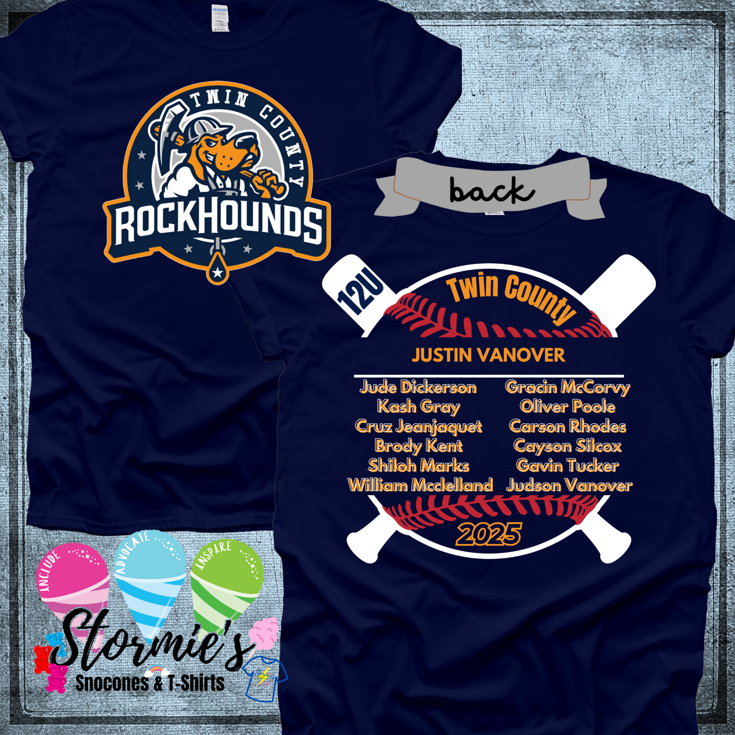 Rock Hounds 12u Twin County 2025 Navy Shirt