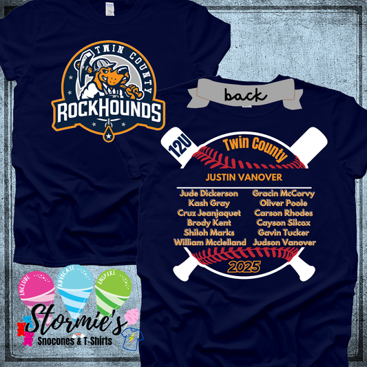 Rock Hounds 12u Twin County 2025 Navy Shirt