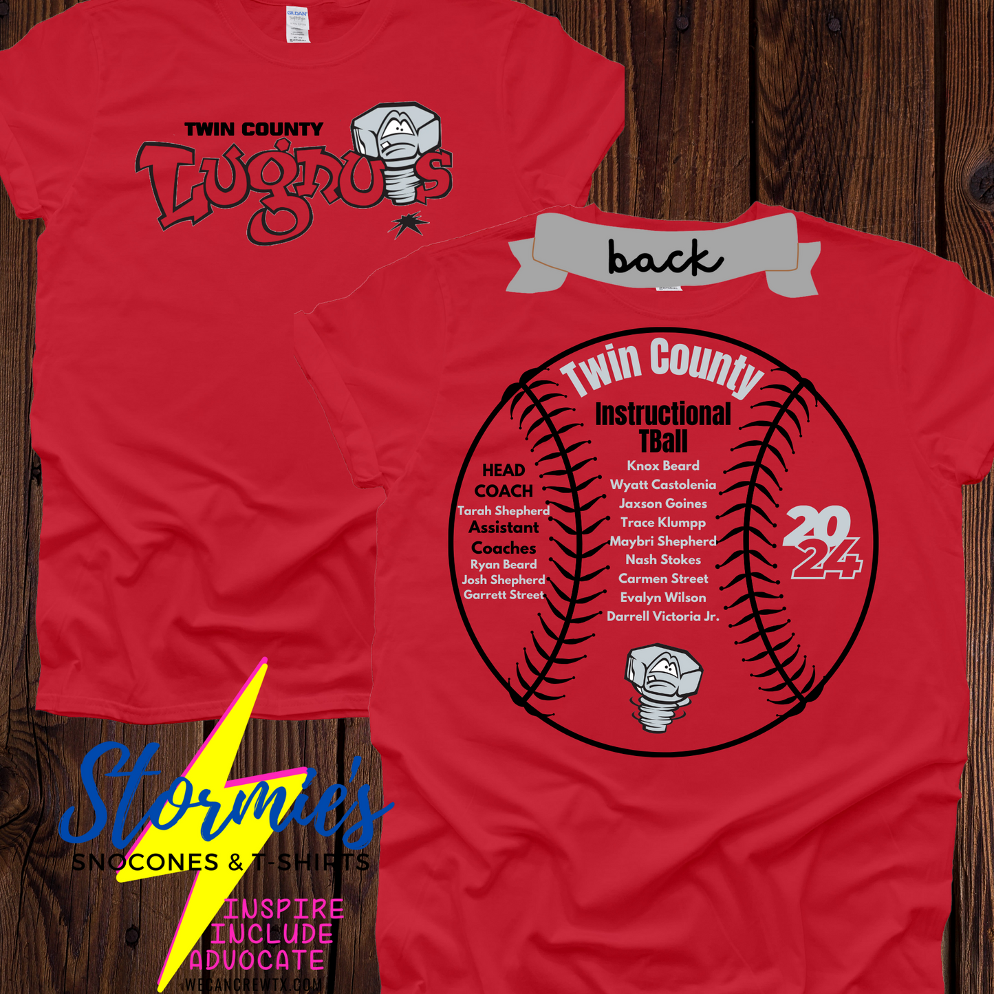 Lugnuts Instructional Tball Twin County 2024 Shirt