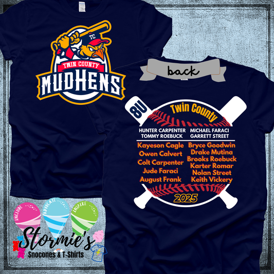 Mudhens 8u Twin County 2025 Navy Shirt