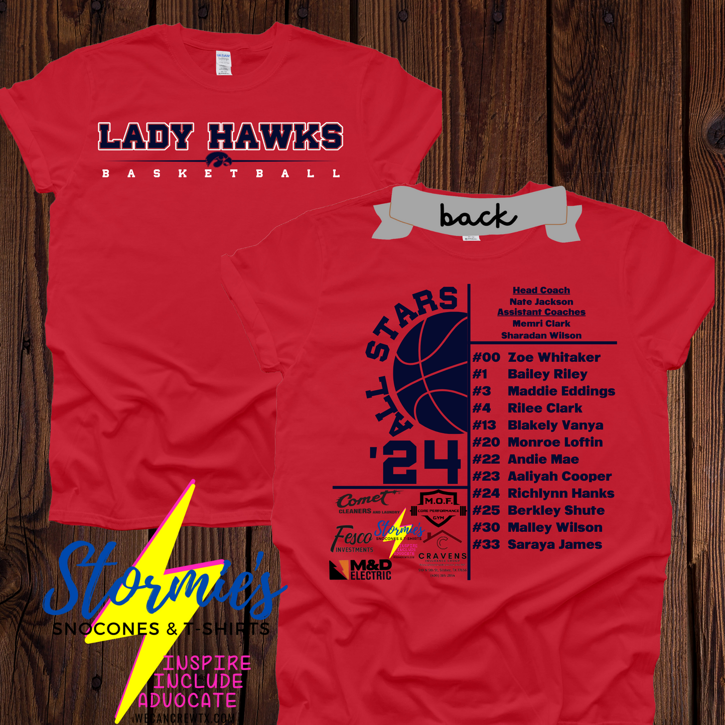 Lady Hawks Basketball All-Stars 2024 Red Shirt