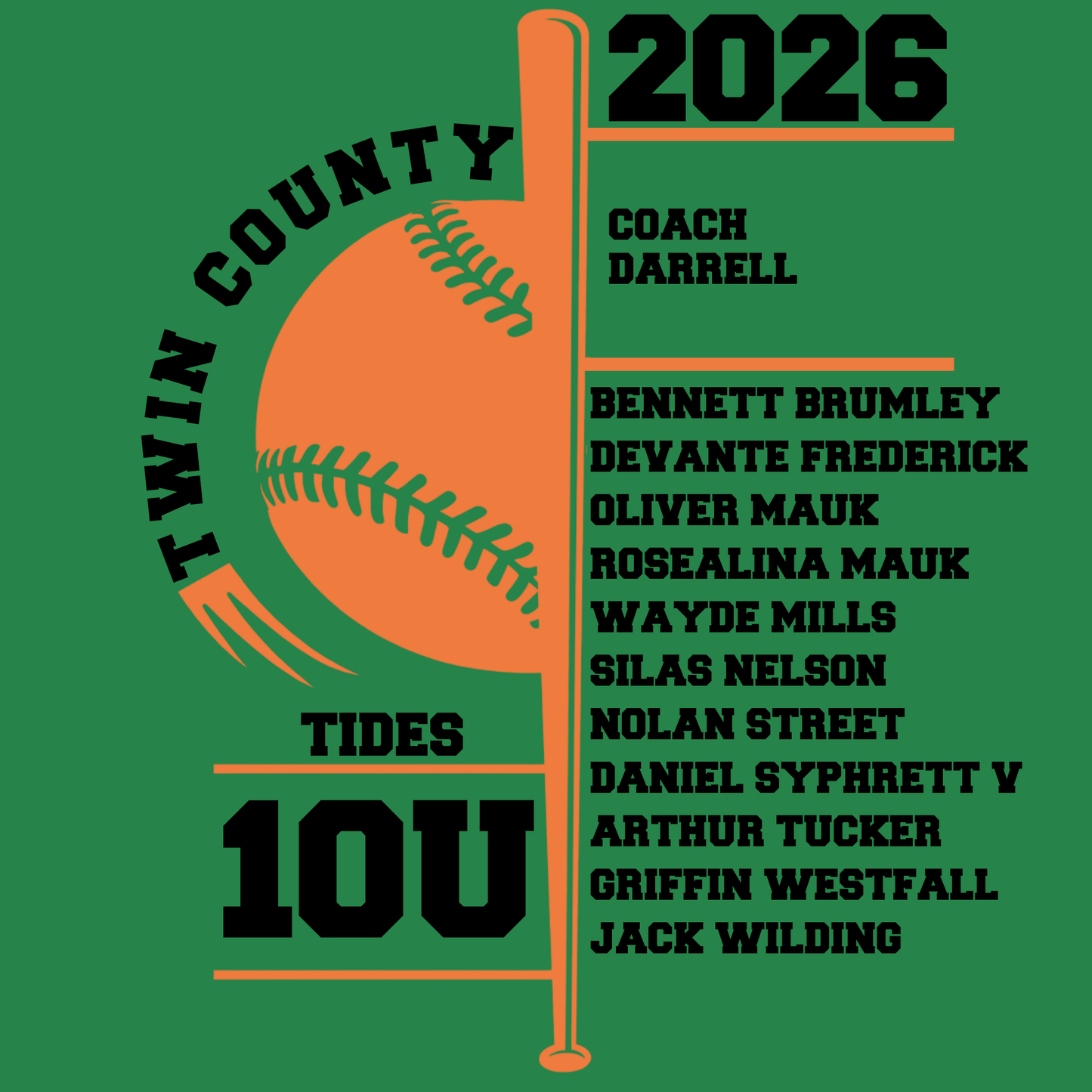 Tides 10U Twin County 2026 Kelly Green Dry Fit Shirt