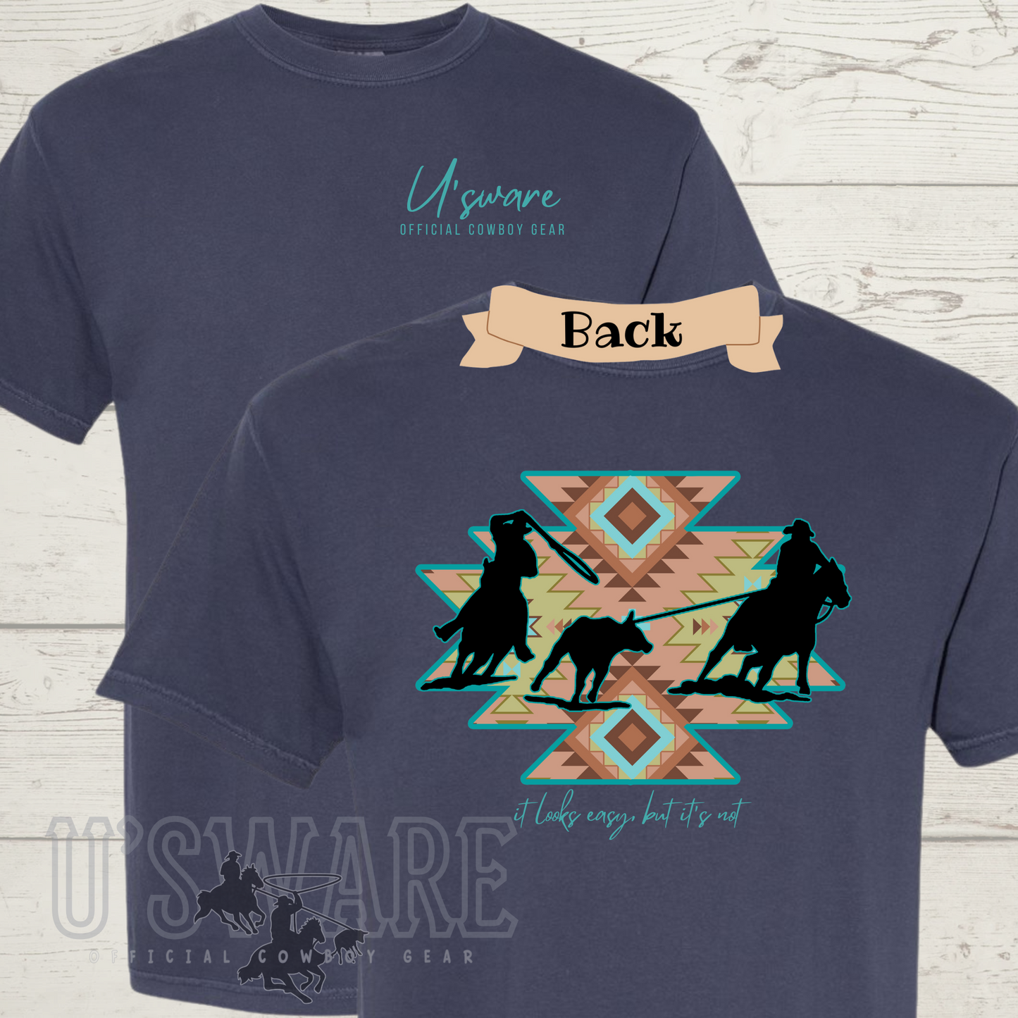 U'SWARE Looks Easy But It's Not Comfort Colors Navy Shirt