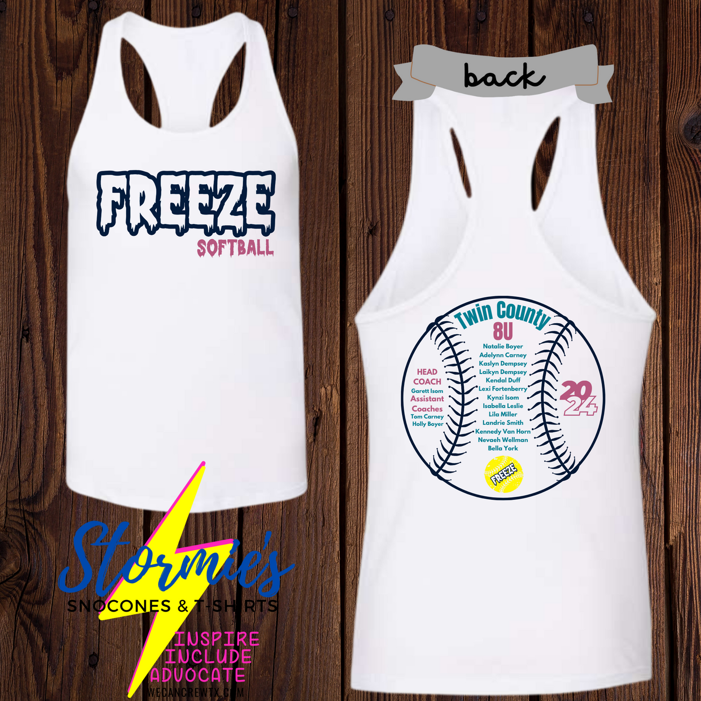 Freeze 8U Twin County 2024 Bella Racer Back Tank Top