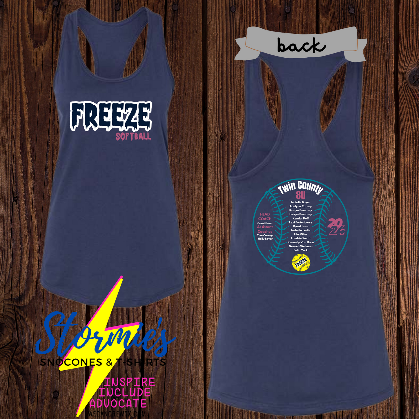 Freeze 8U Twin County 2024 Bella Racer Back Tank Top