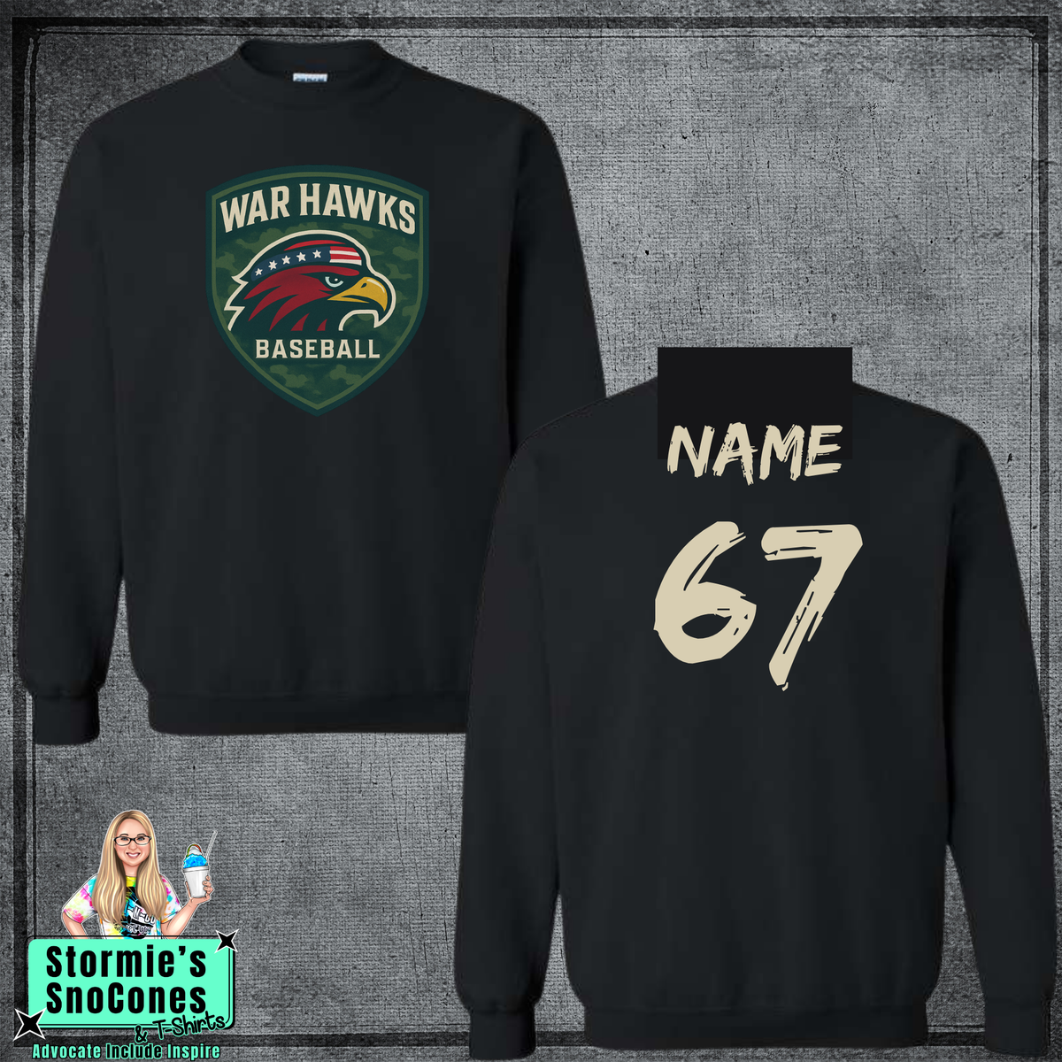 Warhawks Baseball Emblem Black Softstyle Sweatshirt & Hoodie & Long Sleeve Shirt