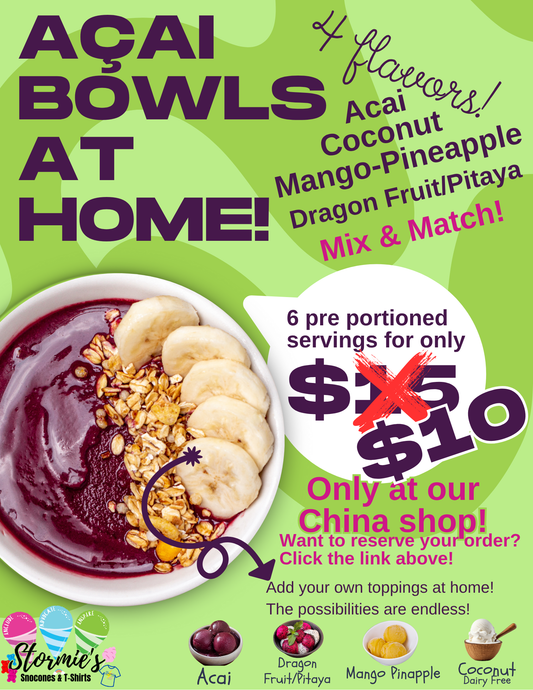 Acai bowls - 4 Flavors Option - 6 Portion Bundle