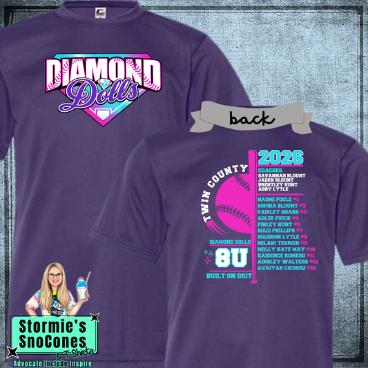 Diamond Dolls 8U Twin County 2026 Purple Dry Fit Shirt