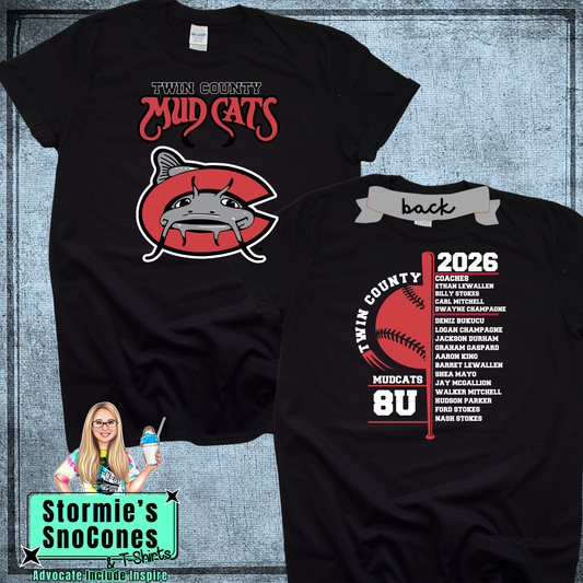 Mudcats 8U Twin County 2026 Black Shirt